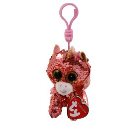 TY Flippables Sequin Plush - SUNSET the Unicorn (Plastic Key Clip - 3.5 inch)