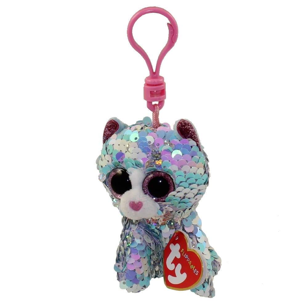 TY Flippables Sequin Plush - WHIMSY the Cat (Plastic Key Clip - 3.5 inch)