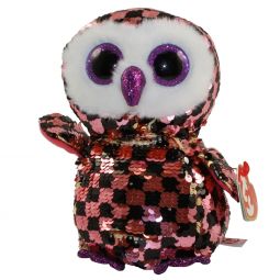 TY Flippables Sequin Plush - CHECKS the Owl (Regular Size - 6 inch)