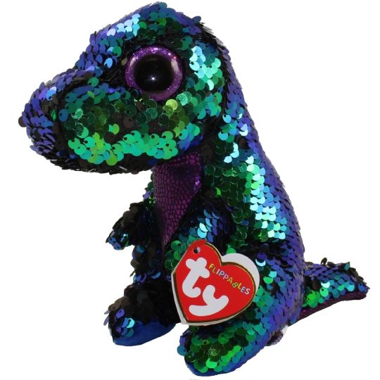 Regular Size Flippables Ty Crunch the Dinosaur Sequin Soft Toy 36260 