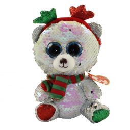 TY Flippables Sequin Plush - MISTLETOE the Christmas Polar Bear (Regular Size - 6 inch)