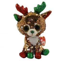 TY Flippables Sequin Plush - TEGAN the Christmas Reindeer (Regular Size - 6 inch)