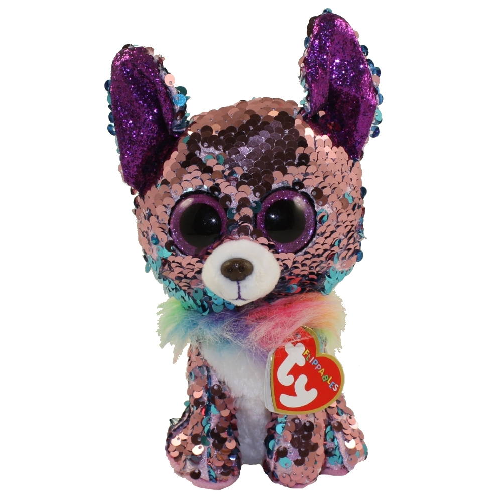 Ty Beanie Babies 36268 Flippables Regular Yappy the Blue Chihuahua Dog Sequin 