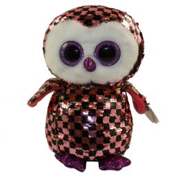 TY Flippables Sequin Plush - CHECKS the Owl (Medium Size - 10 inch)