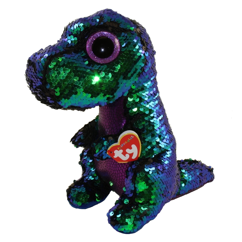 TY Flippables Sequin Plush - CRUNCH the Dinosaur (Medium Size - 10 inch)