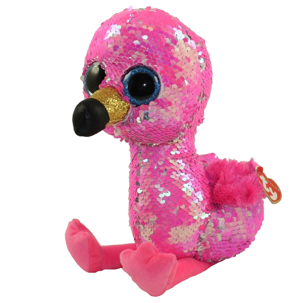 Ty Beanie Babies 36437 Flippables Medium Pinky the Flamingo Sequin 