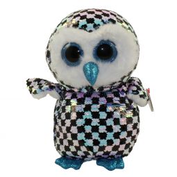 TY Flippables Sequin Plush - TOPPER the Checkered Owl (Medium Size - 9 inch)