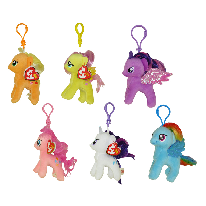 TY Beanie Baby Key Clips - My Little Pony - SET OF 6 CLIPS (5 inch)