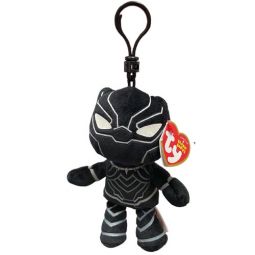 TY Marvel Beanie Baby Clip - BLACK PANTHER (Plastic Key Clip - 4 inch)