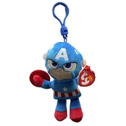 TY Marvel Beanie Baby Clip - CAPTAIN AMERICA (Plastic Key Clip - 4 inch)