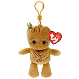 TY Marvel Beanie Baby Clip - GROOT (Plastic Key Clip - 4 inch)