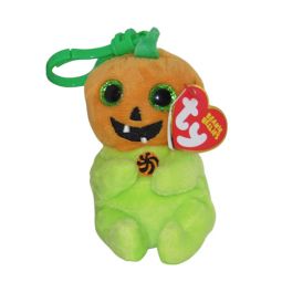 TY Beanie Baby (Beanie Bellies) - HOLLOW the Halloween Pumpkin (Plastic Key Clip - 4 inch)