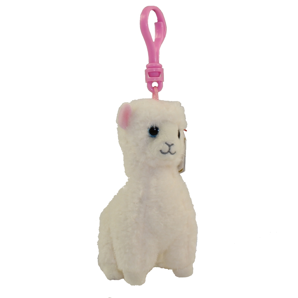 TY Beanie Baby - LILY the White Llama (Plastic Key Clip) (4 inch)
