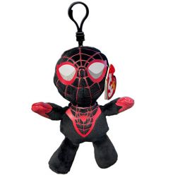 TY Marvel Beanie Baby Clip - MILES MORALES (Plastic Key Clip - 4 inch)