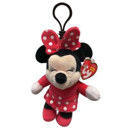 TY Disney Beanie Baby Clip - MINNIE MOUSE (Plastic Key Clip - 4 inch)