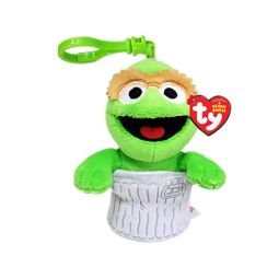 TY Sesame Street Beanie Baby Clip - OSCAR THE GROUCH (Plastic Key Clip - 4 in)[Pre-order Ships 2026]