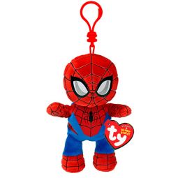 TY Marvel Beanie Baby Clip - SPIDER-MAN (Plastic Key Clip - 4 inch)