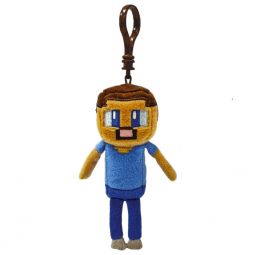 TY Minecraft Beanie Baby Clip - STEVE (Plastic Key Clip - 4 inch) (Pre-Order ships Spring)