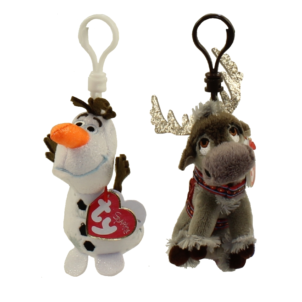 TY Beanie Babies - Set of 2 OLAF & SVEN (Disney's Frozen 2)(Plastic Key Clips)