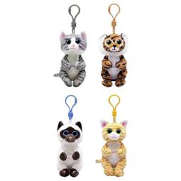 TY Beanie Baby (Beanie Bellies) - SET OF 4 CATS (Mitzi, Mango, Clawdia & Miso)(Key Clips)