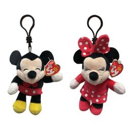 TY Disney Beanie Baby Clips - SET OF 2 [MICKEY & MINNIE MOUSE](Plastic Key Clip - 4 inch)