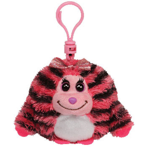 TY Monstaz - ZOEY the Pink & Black Striped Monster (Plastic Key Clip - 3 inch)