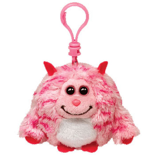 TY Monstaz - ROXY the Pink Striped Monster (Plastic Key Clip - 3 inch)