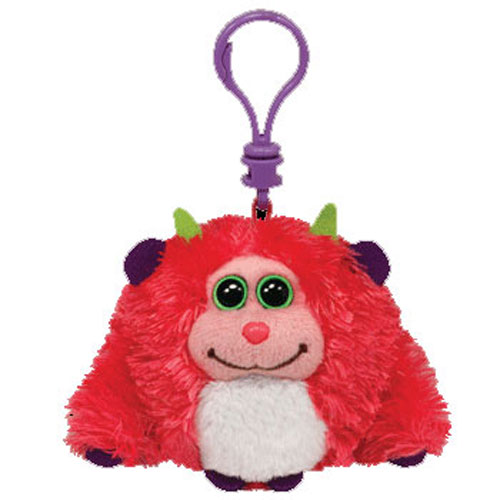 TY Monstaz - TRIXIE the Pink & Green Monster (Plastic Key Clip - 3 inch)