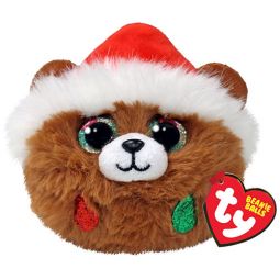 TY Puffies (Beanie Balls) Plush - PUDDING the Christmas Bear (3 inch)