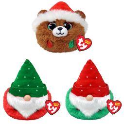 TY Puffies (Beanie Balls) Plush - SET of 3 Christmas 2023 Releases (Topsy, Turvey & Pudding)(3 inch)