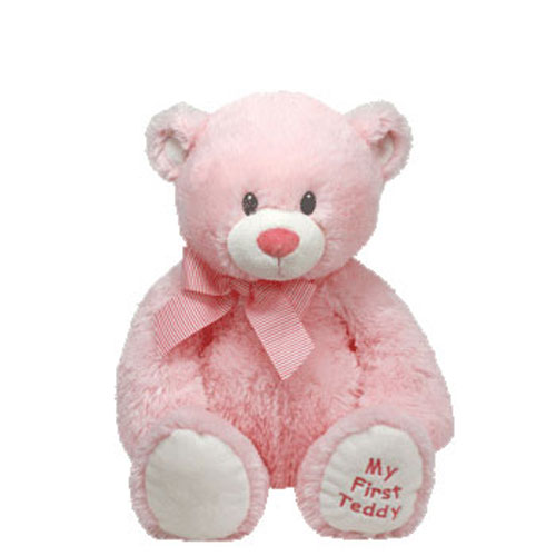 TY Plush Pluffie - SWEET BABY the Bear (Pink) (Medium - 8inch)