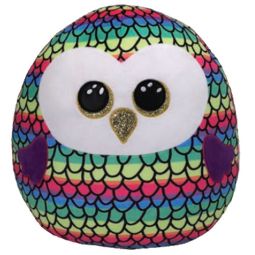 TY Squish-A-Boos Plush - OWEN the Rainbow Owl (Small Size - 8 inch)