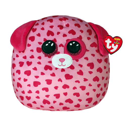 TY Squish-A-Boos Plush - TICKLE the Valentine's Dog (Small Size - 10 inch)