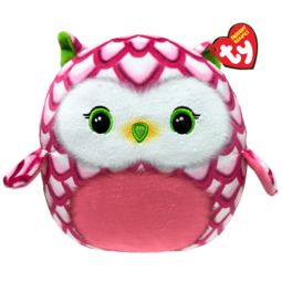 TY Beanie Squishies (Squish-A-Boos) Plush - TOOTIE the Pink Owl (10 inch)
