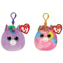 TY Mini Beanie Squishies - SET OF 2 UNICORNS (Fantasia & Rosette)(3 inch)