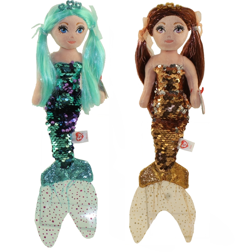 TY Sea Sequins Plush Mermaids - FALL 2019 SET OF 2 (Waverly & Ginger)(Regular - 10 inch)
