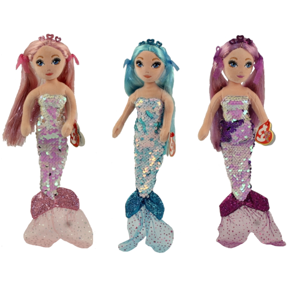 TY Sea Sequins Plush Mermaids - SPRING 2019 SET OF 3 (Cora, Lorelei & Indigo)(Regular - 10 in)