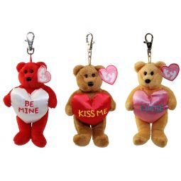 TY Valenteenie Beanie Babies - SET OF 3 BEARS ( Metal Key Clips ) (5.5 inch)