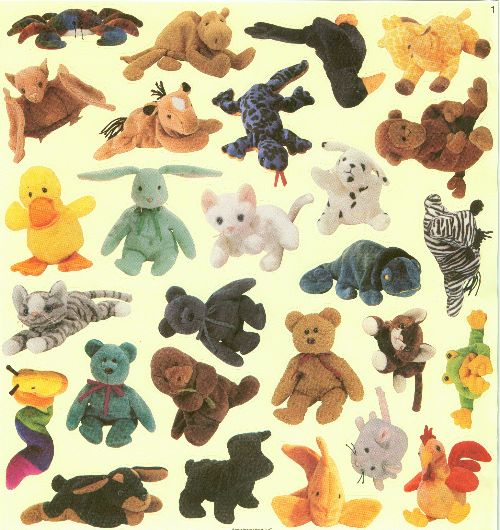 TY Beanie Babies Stickers (5 sheets, 125+)