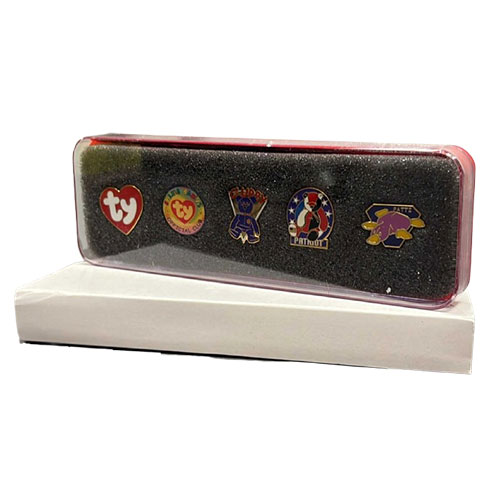 TY Beanie Baby BBOC Clubby Pins - Set of 5 (TY Heart, Club, Clubby, Patriot & Patti pins)