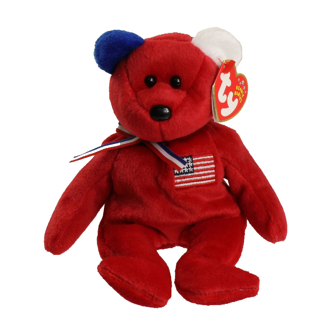 TY Beanie Baby - AMERICA the Bear (Red Version - Internet 