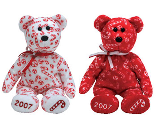 TY Beanie Babies - CANDY CANES the Bears (Set of 2 - Red & White) (Hallmark Exclusives) (8 inch)
