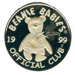 TY Beanie Baby Silver Coin - CLUBBY the Bear