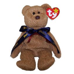 TY Beanie Baby - CURLY the Bear ( Ragtime Musical Version - Navy Ribbon )
