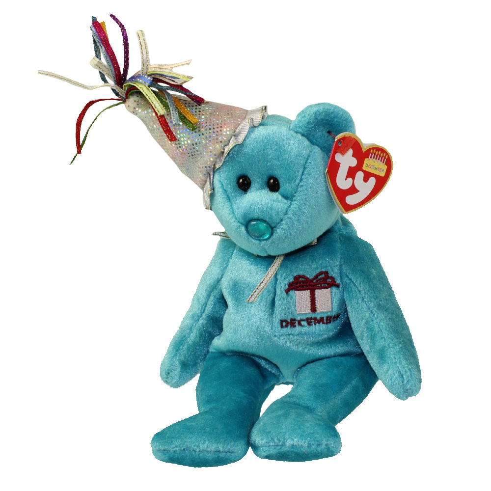 TY Beanie Baby - DECEMBER the Teddy Birthday Bear (w/ hat) (9 inch)