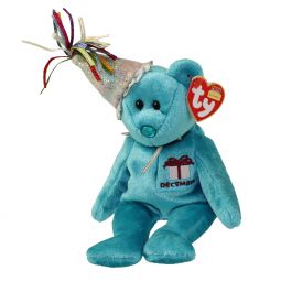 TY Beanie Baby - DECEMBER the Teddy Birthday Bear (w/ hat) (9 inch)