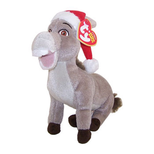 TY Beanie Baby - DONKEY (Shrek DVD Exclusive - with Santa Hat) (7 inch)