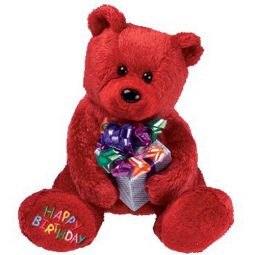 TY Beanie Baby - HAPPY BIRTHDAY the Bear ( Red - w/ Present ) (7 inch)