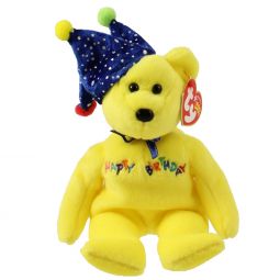 TY Beanie Baby - HAPPY BIRTHDAY the Bear ( Yellow - w/ Hat ) (9 inch)
