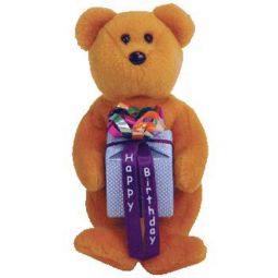 TY Beanie Baby Mini - HAPPY BIRTHDAY the Bear ( Brown - w/ Present ) (5.5 inch)
